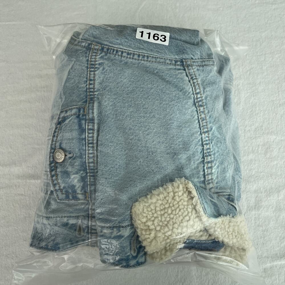 NWT American Eagle Sherpa Denim Trucker Jacket Blue Women's Size Medium - Picture 14 of 14
